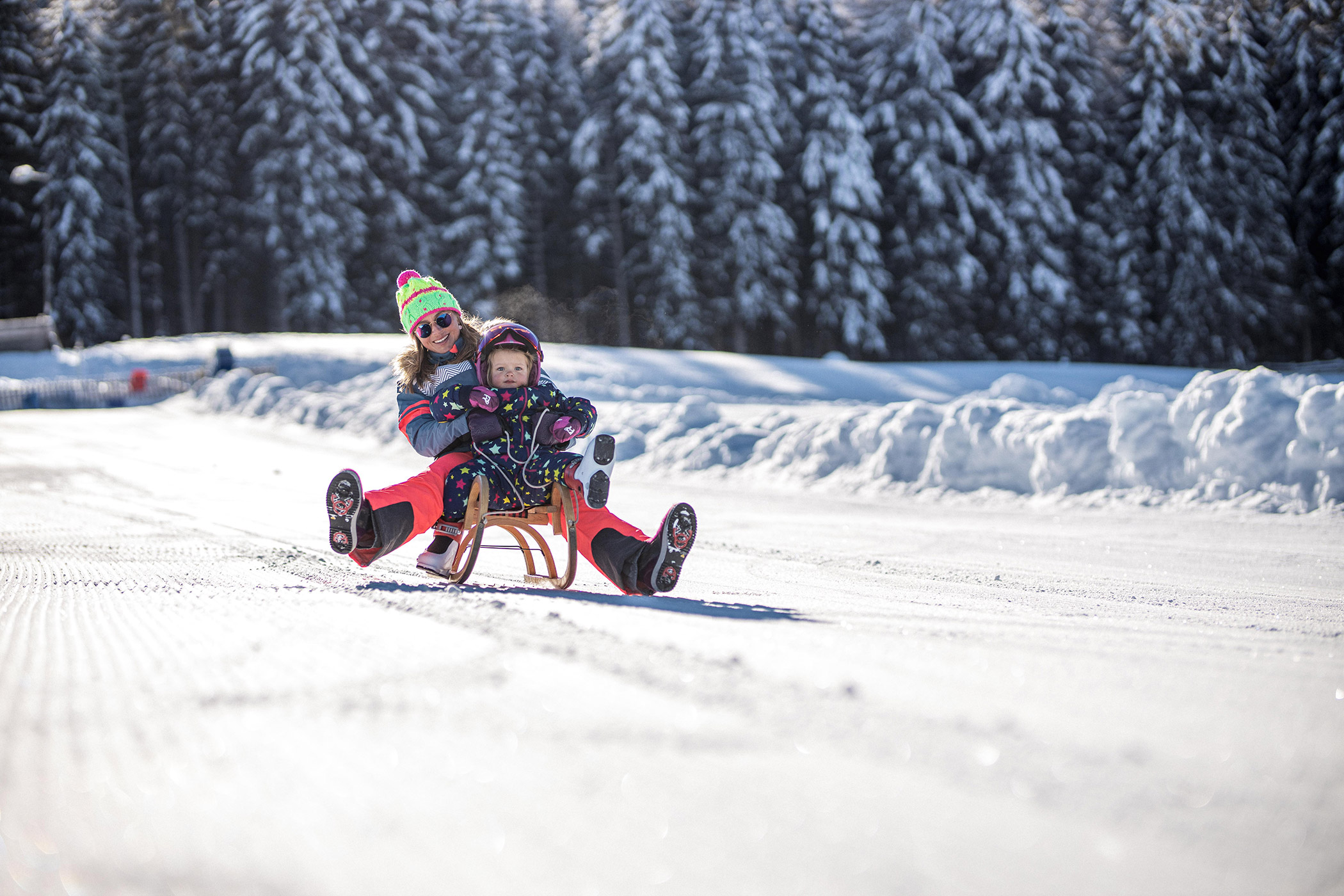 Tobogganing with the family